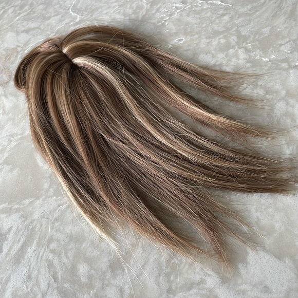 NWT topper caramel toffee copper chestnut blended hair bangs center part blended - Picture 13 of 16
